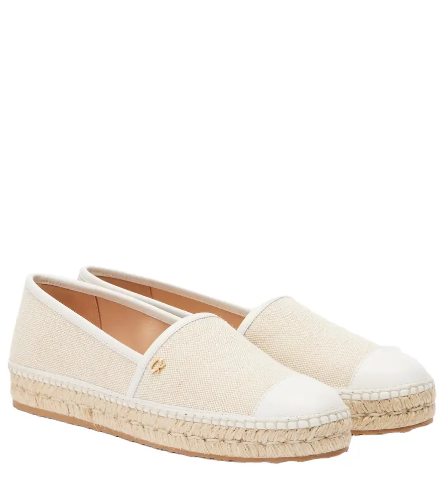 Gianvito Rossi Leather-trimmed canvas espadrilles