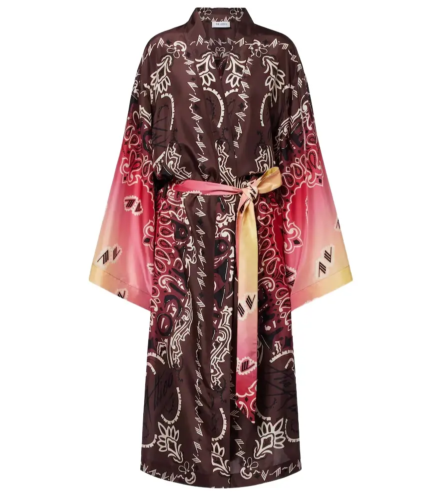 The Attico Printed silk beach cover-up