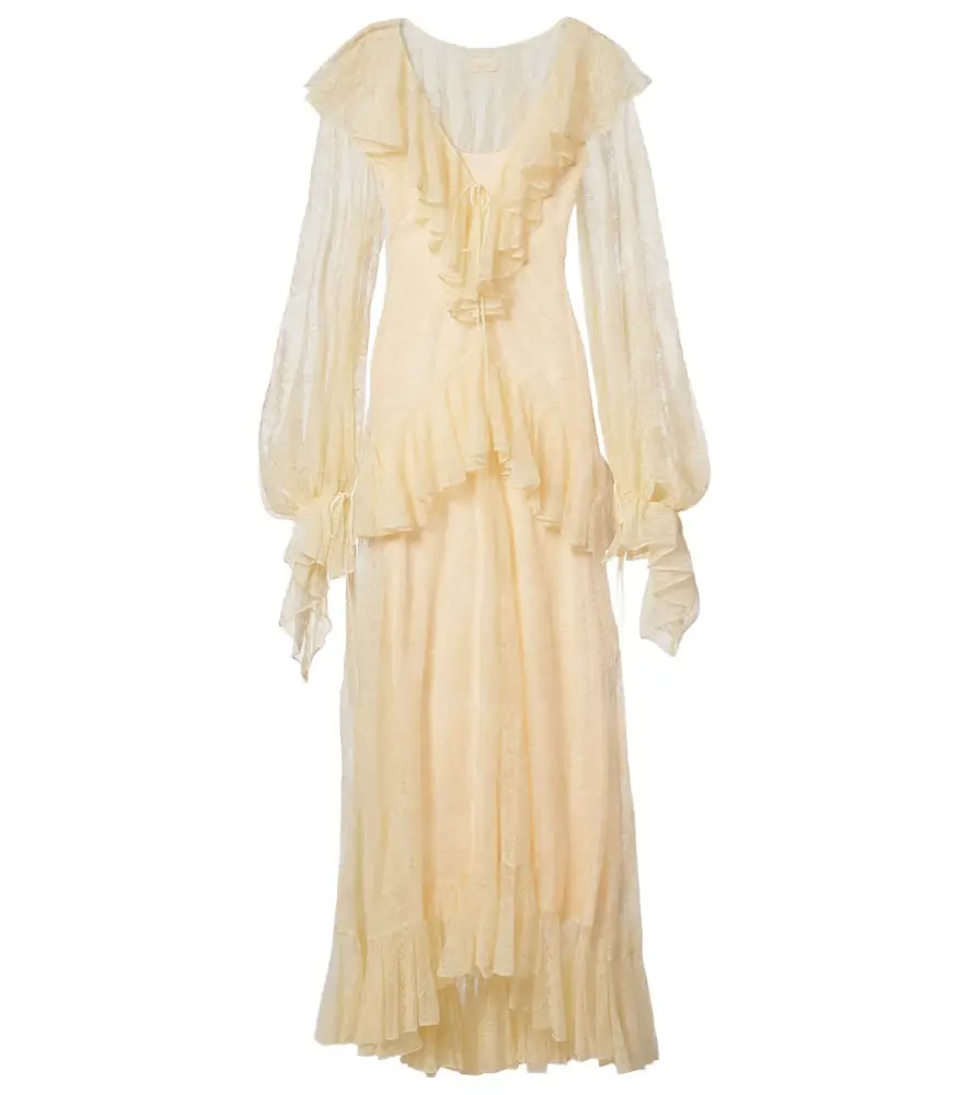 De La Vali Esen ruffled lace maxi dress