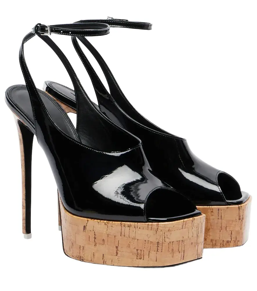 The Attico Ornella patent leather platform slingback pumps