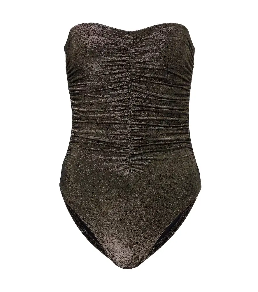Karla Colletto Helena ruched lamé swimsuit