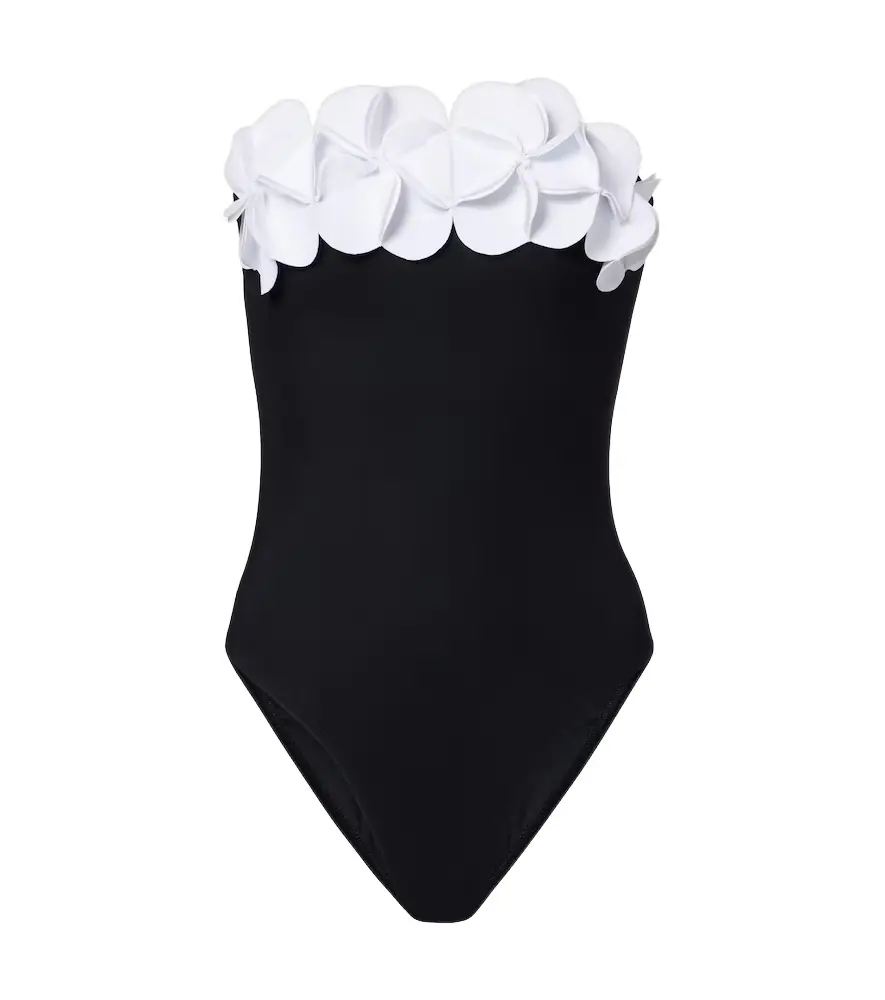 Karla Colletto Tess floral-appliqué bandeau swimsuit