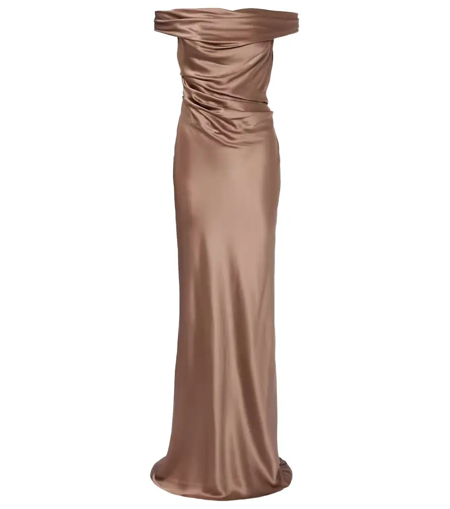 The Sei Bardot off-shoulder silk charmeuse gown