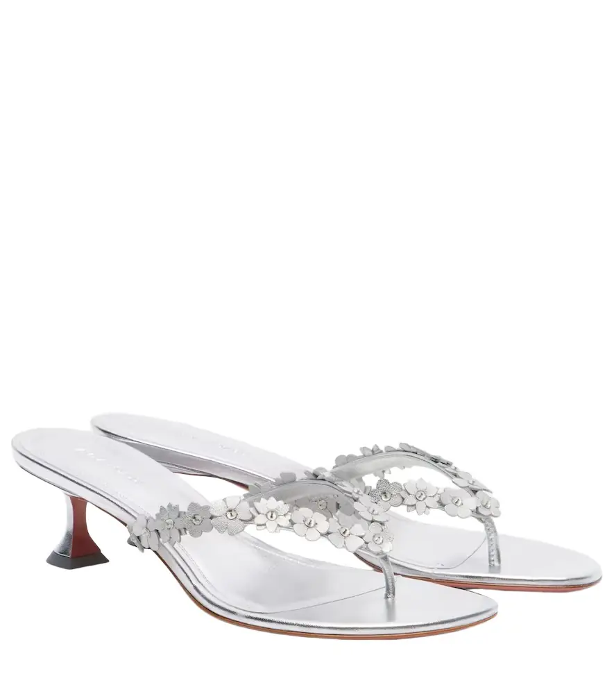 Amina Muaddi Janis embellished leather thong sandals