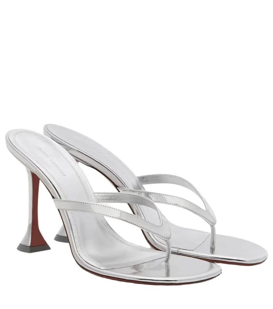 Amina Muaddi Juliette mirrored leather thong sandals