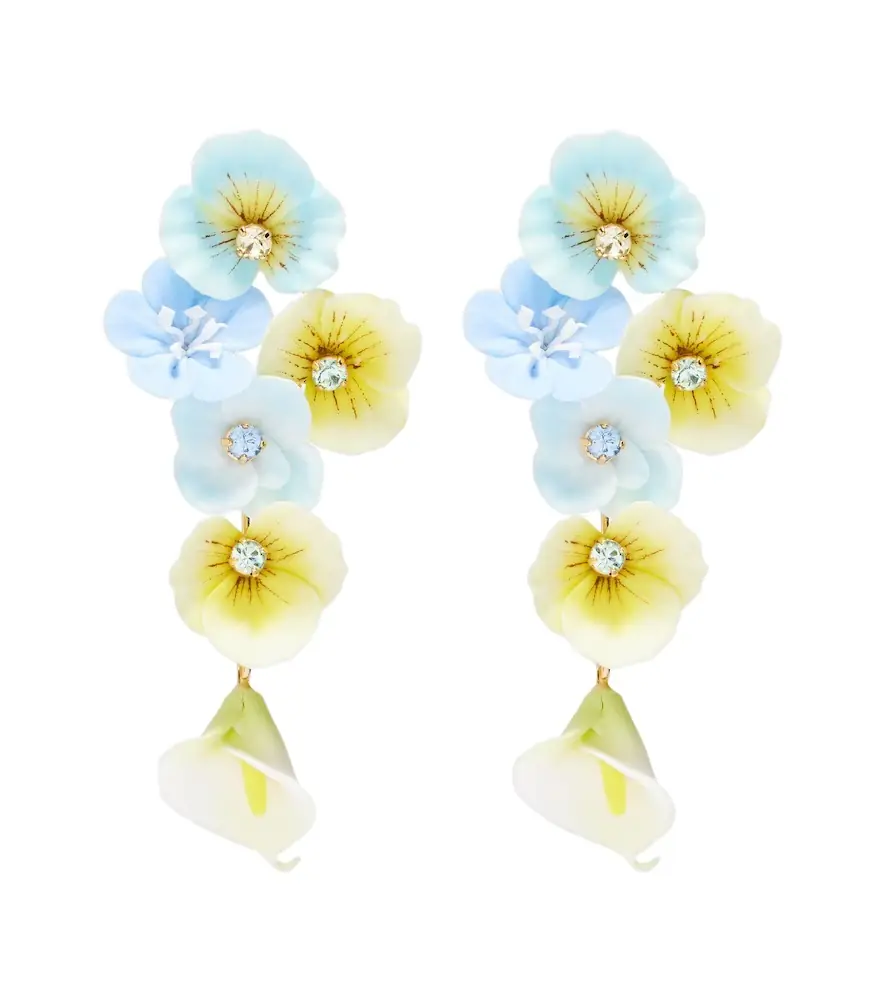 Jennifer Behr Anarosa embellished floral drop earrings