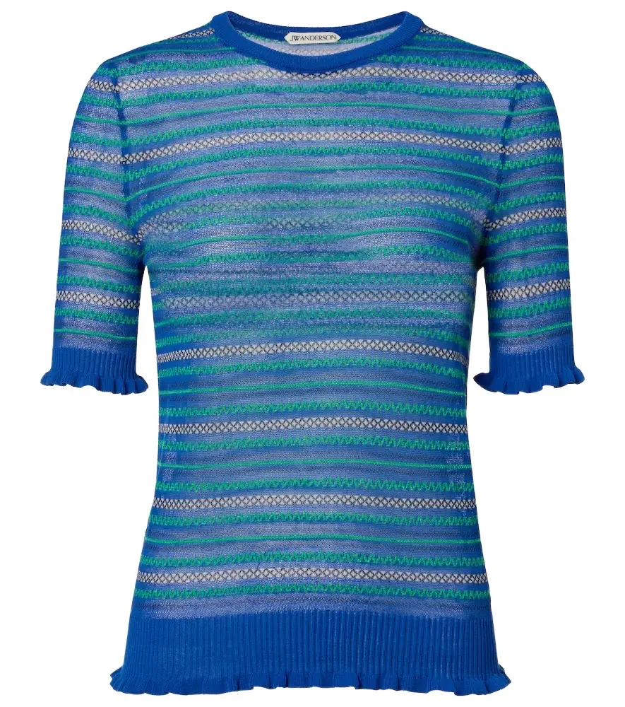 JW Anderson Striped cotton-blend T-shirt