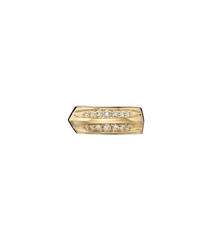 Stone and Strand Knife Edge 14kt gold ear cuff with diamonds