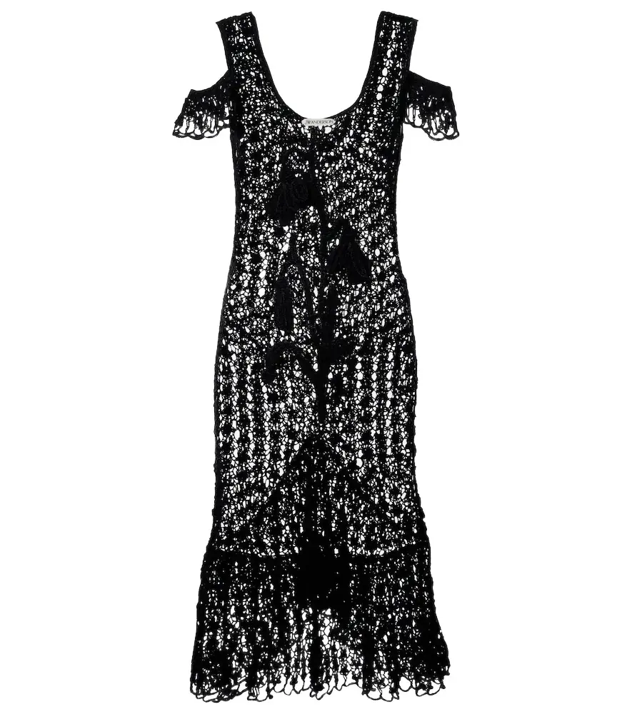 JW Anderson Ruffled crochet cotton midi dress