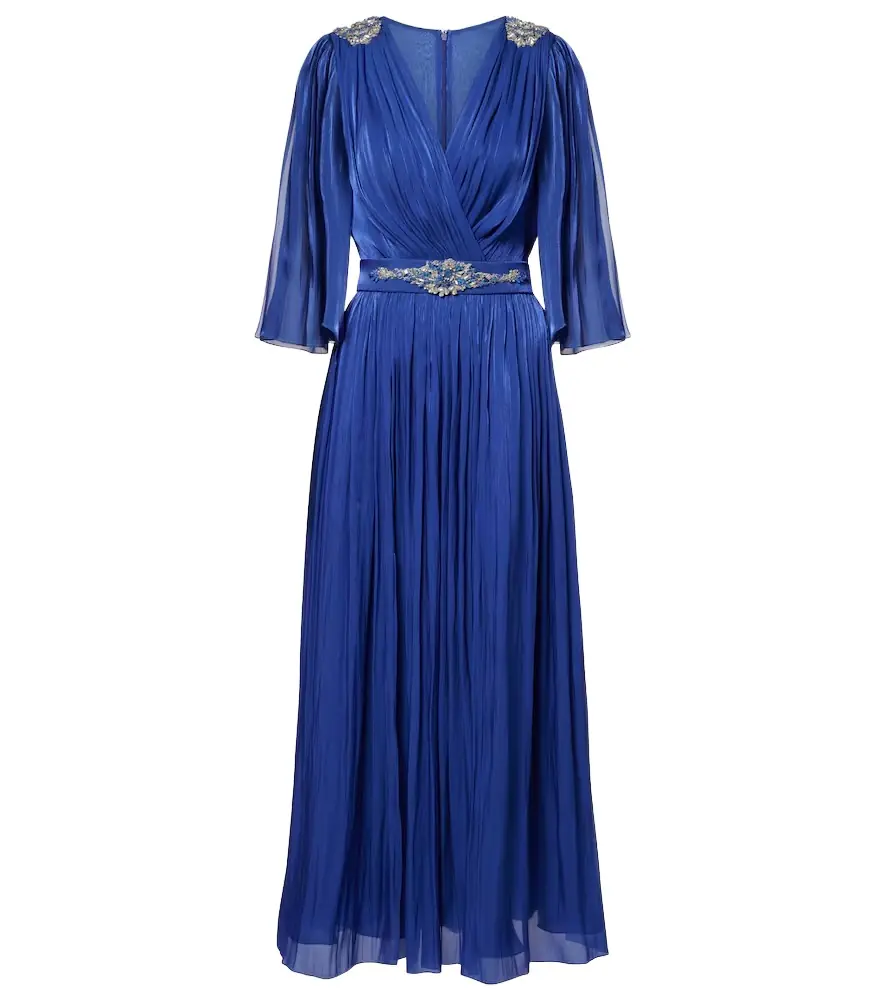Costarellos Embellished Lurex georgette gown