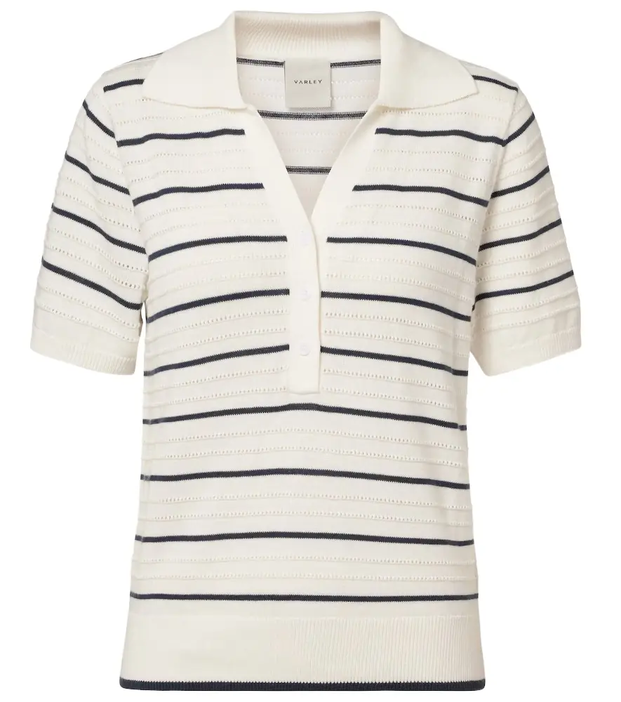 Varley Wren striped cotton-blend polo shirt