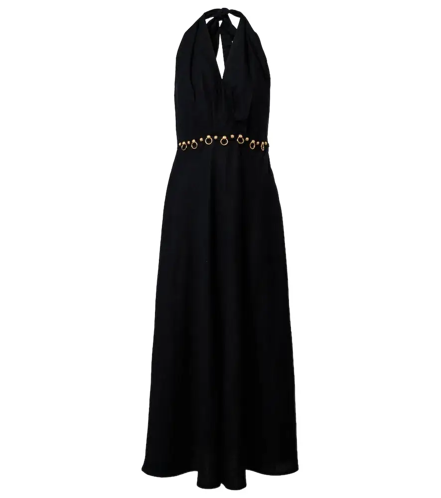 ViX Paula Hermanny Hailey halterneck linen-blend midi dress