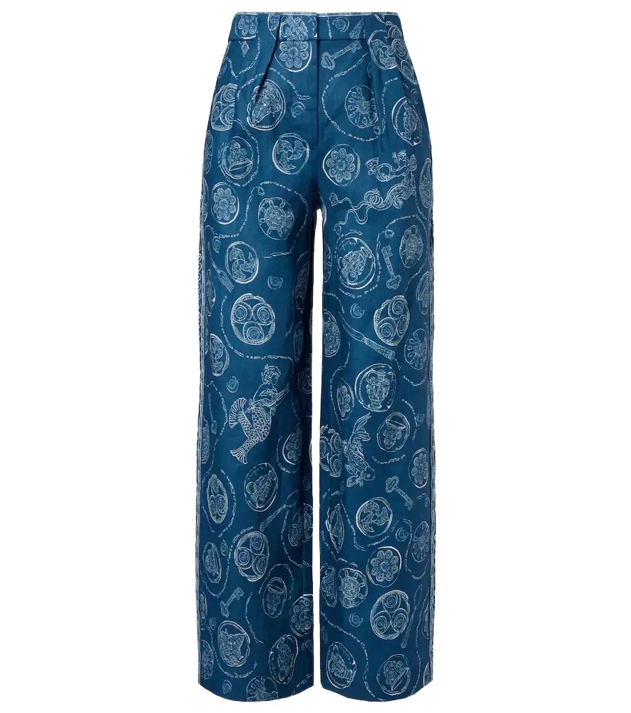Alemais Alémais Lucky printed linen wide-leg pants