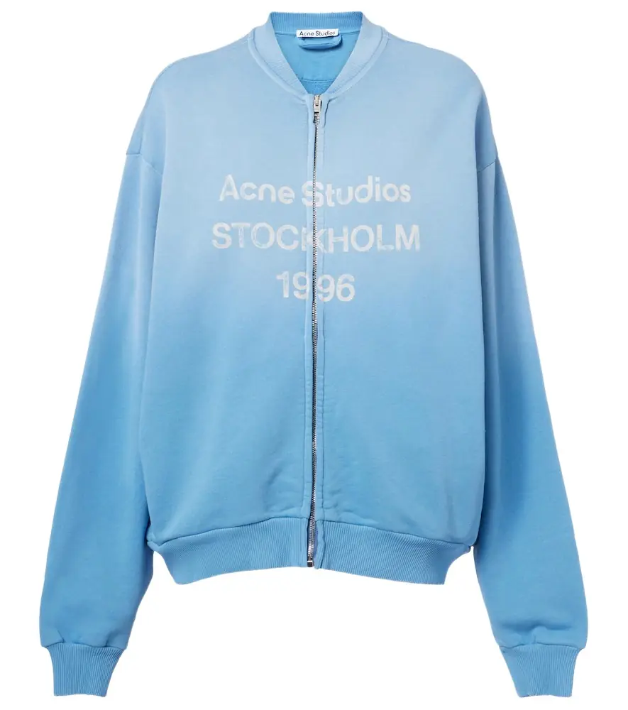 Acne Studios Oversized cotton-blend zip-up sweatshirt