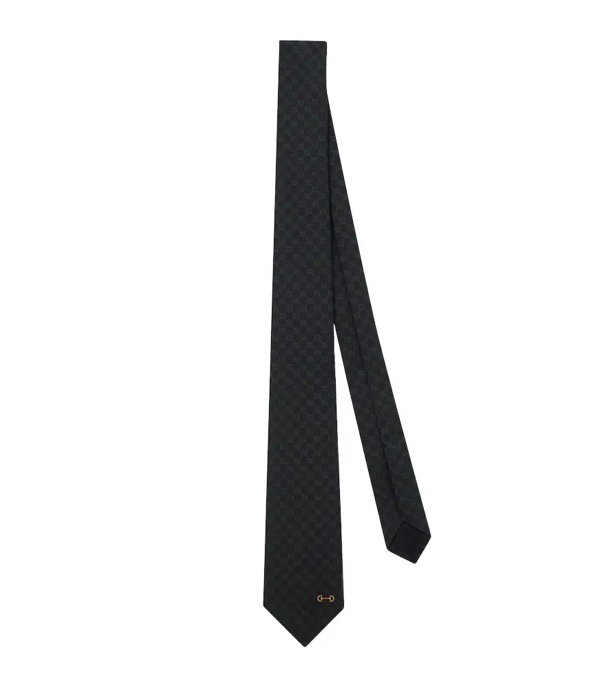 Gucci Horsebit GG silk twill jacquard tie