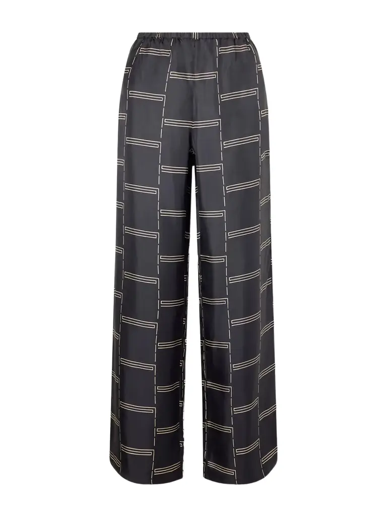 Matteau Printed Silk-twill Straight-leg Pants