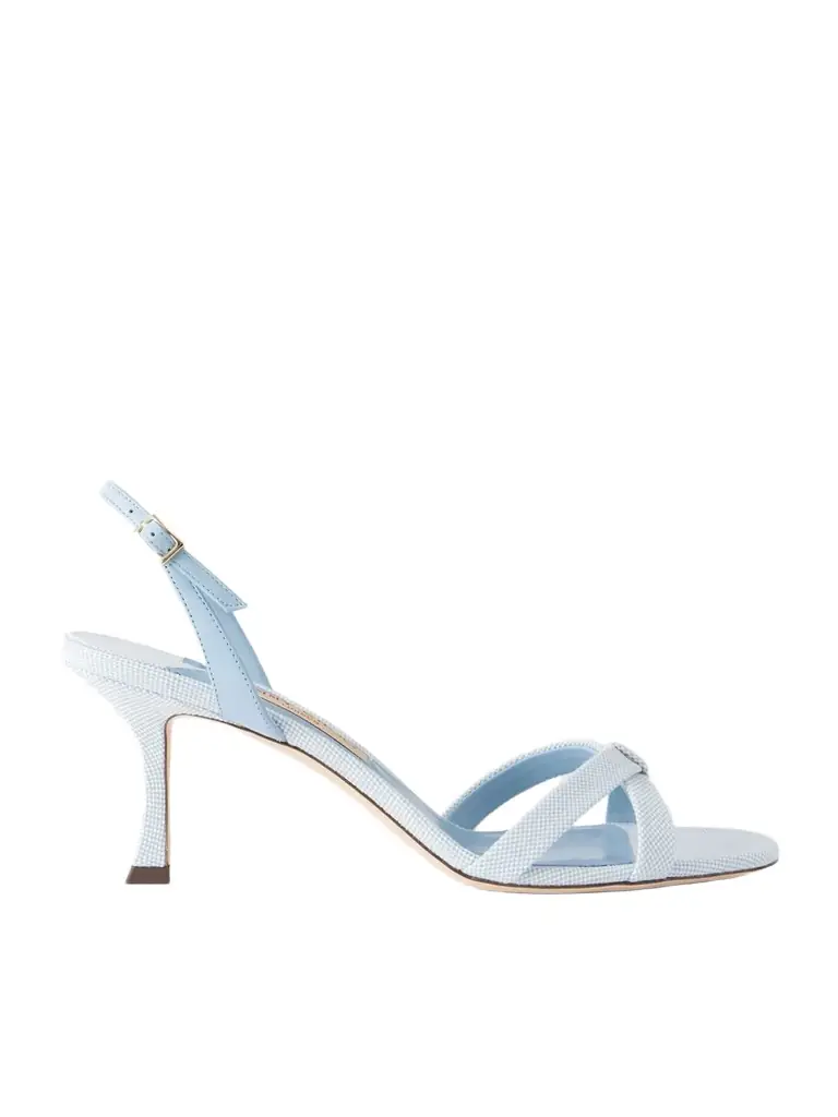 Jimmy Choo Elsy 70 Leather-trimmed Canvas Slingback Sandals