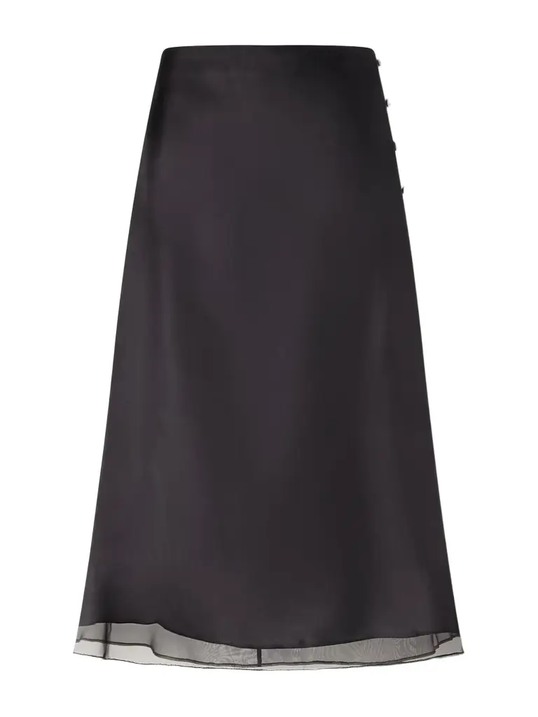 AMI PARIS Corolla Silk-crêpe De Chine Midi Skirt