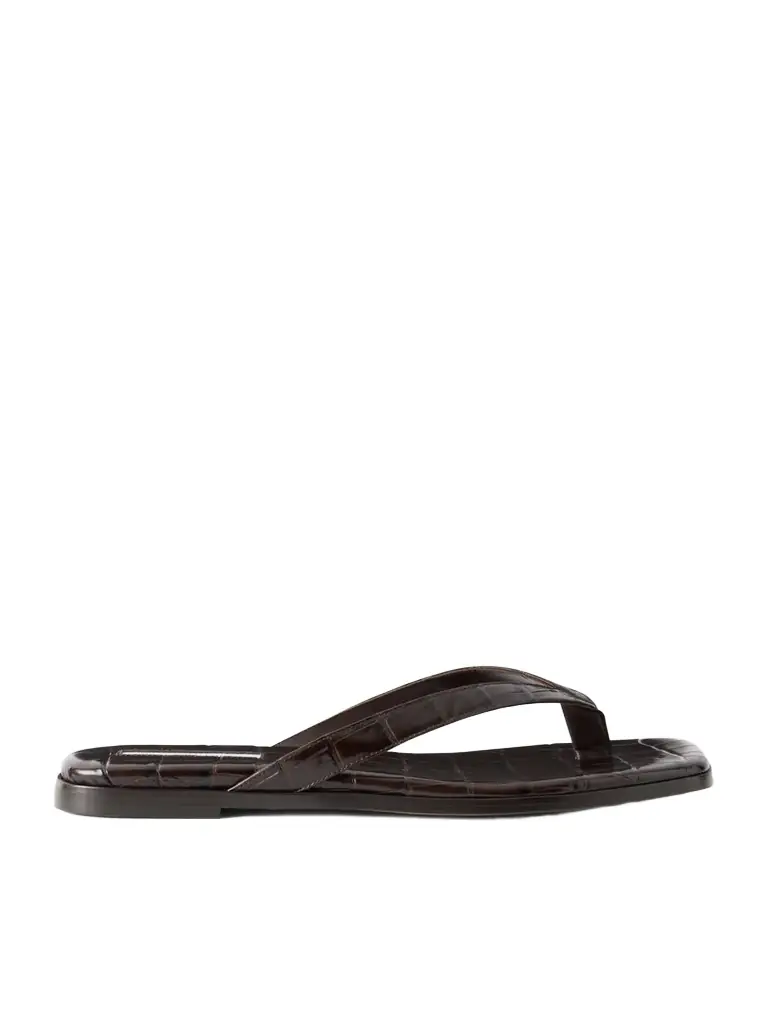 Emme Parsons Meta Croc-effect Leather Flip Flops