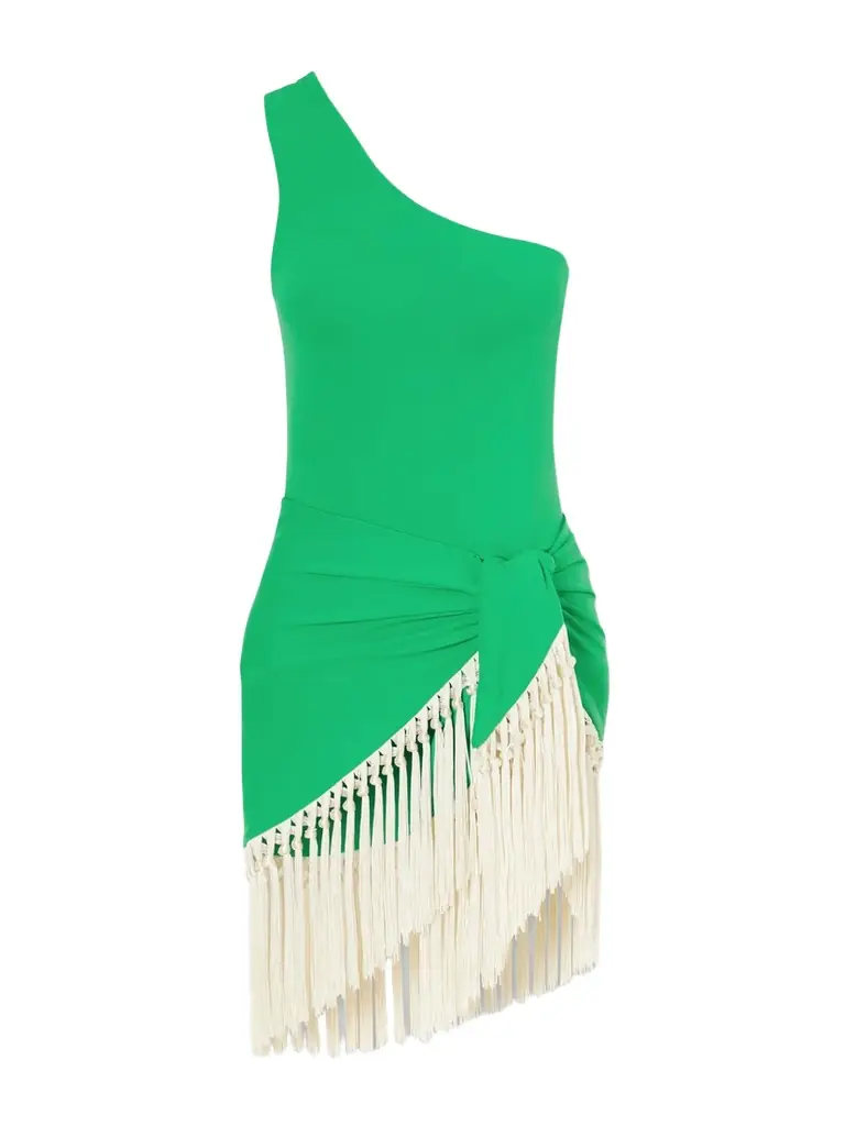 Taller Marmo Yacare Swimsuit And Fringed Pareo Set