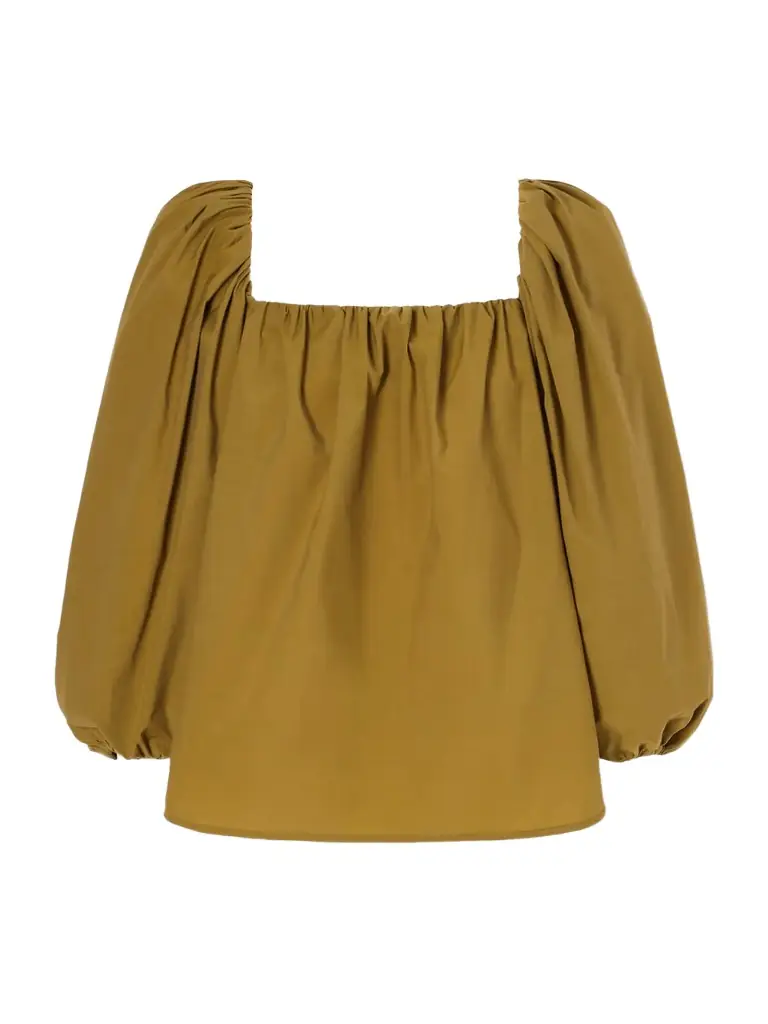 Saint Laurent Gathered Poplin Blouse
