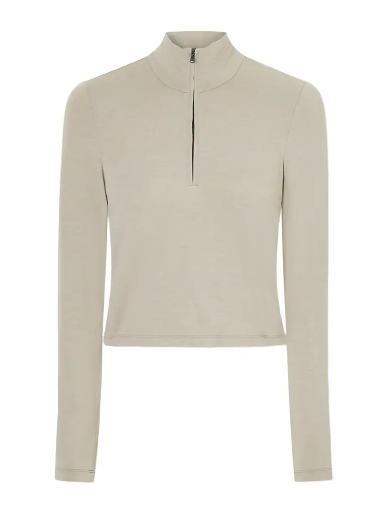 James Perse Cropped Cotton-blend Half-zip Top