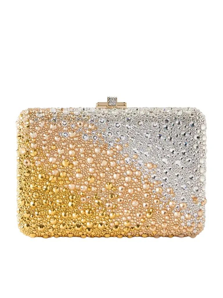 Judith Leiber Couture Slim Slide Crystal-embellished Silver-tone Clutch