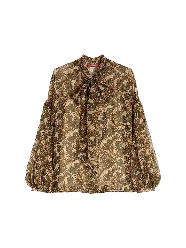 Max Mara Women's Printed Silk Chiffon Blouse - Natural