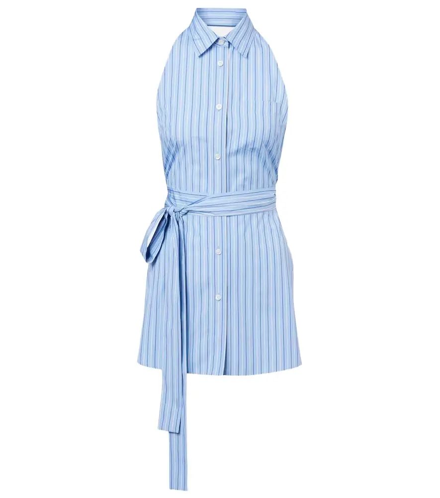 Prada Striped halterneck cotton minidress