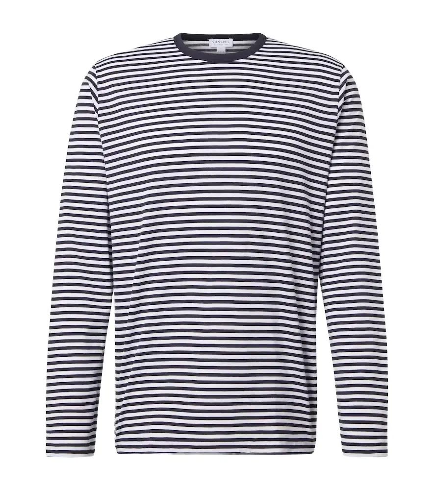 Sunspel Striped cotton T-shirr
