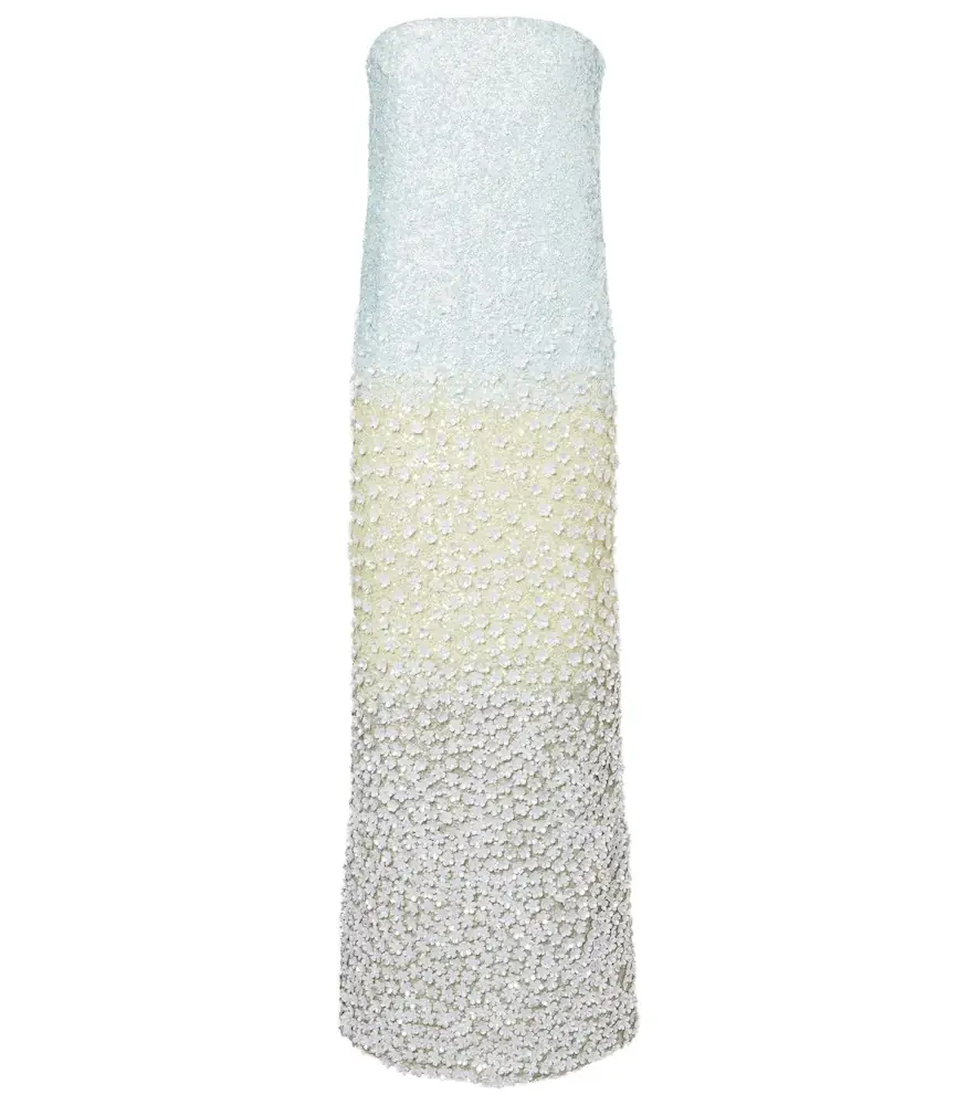 La Fuori Là Fuori Embellished silk bustier dress
