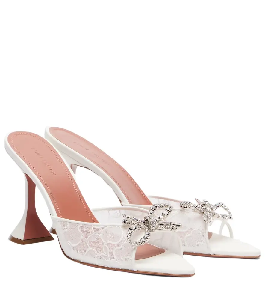 Amina Muaddi Rosie embellished lace mules