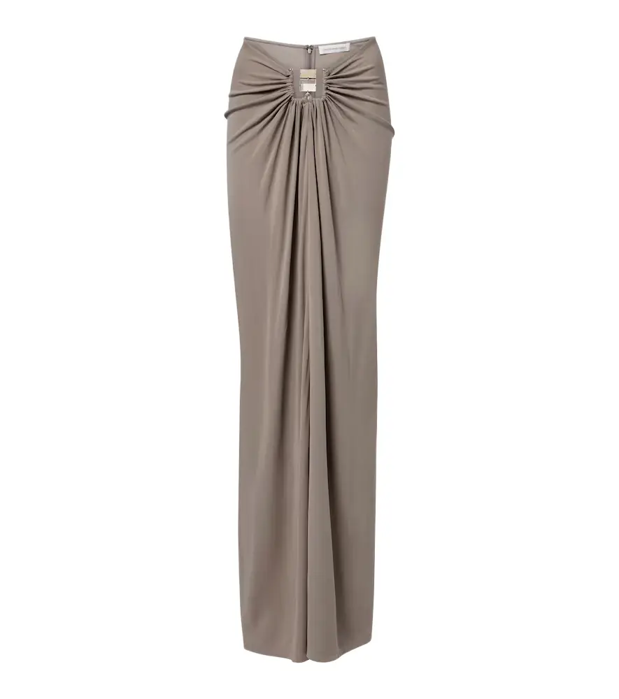 Christopher Esber Bezel Quartz gathered jersey maxi skirt