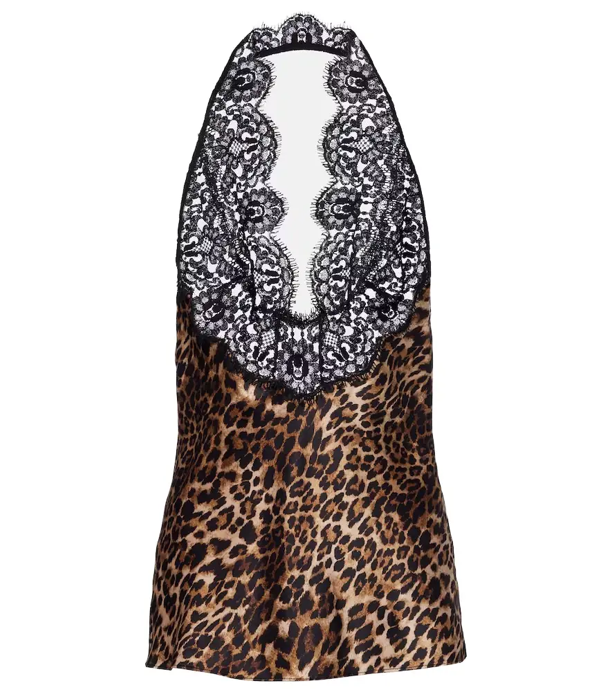 Nili Lotan Teo leopard-print silk satin top