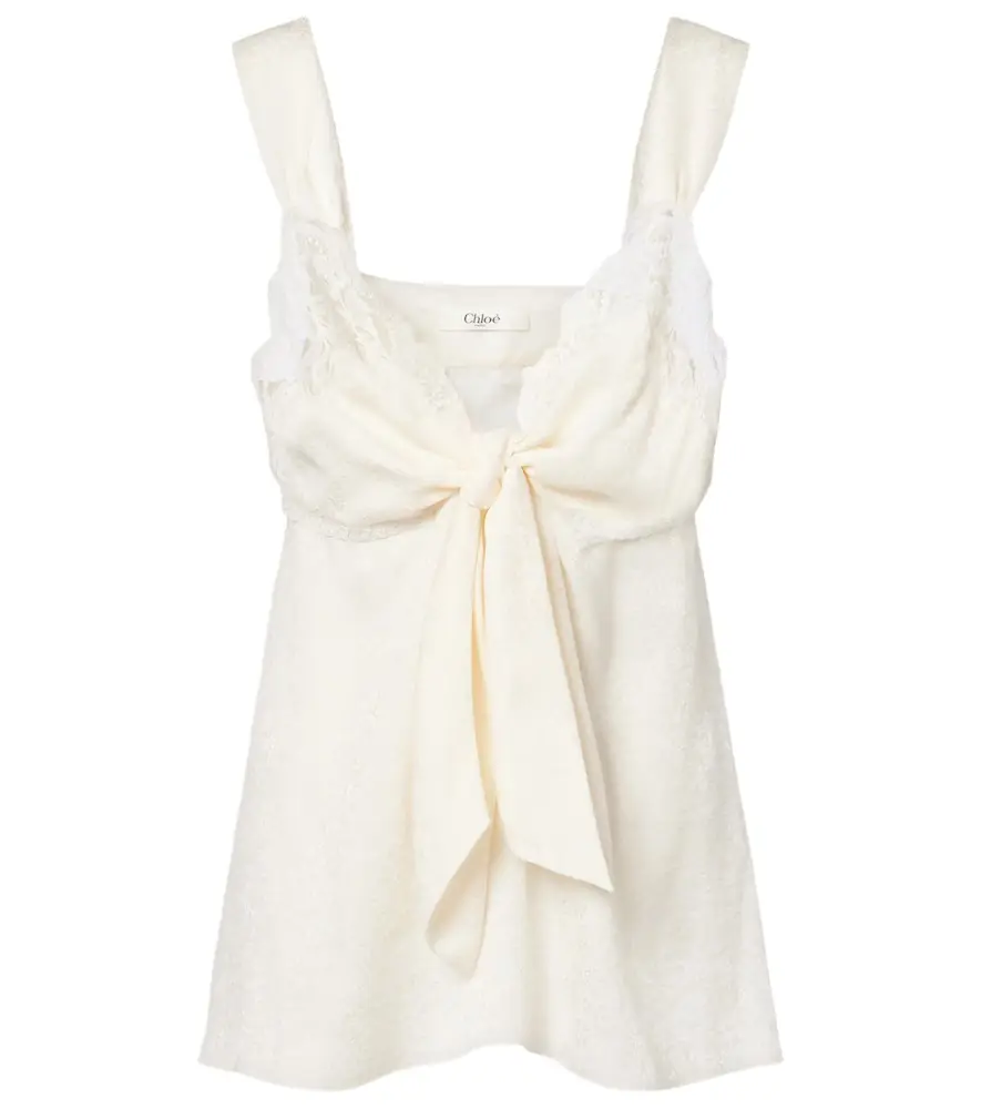 Chloe Chloé Lace-trimmed silk top