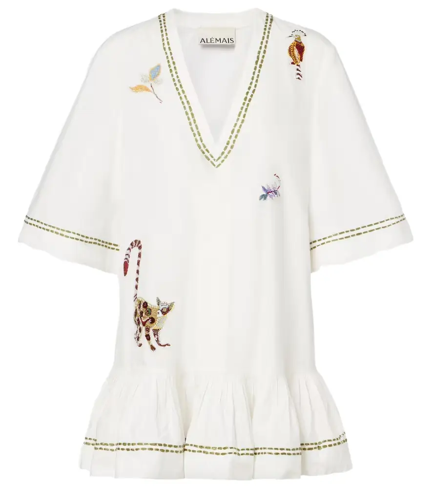Alemais Alémais Camelia embroidered cotton minidress