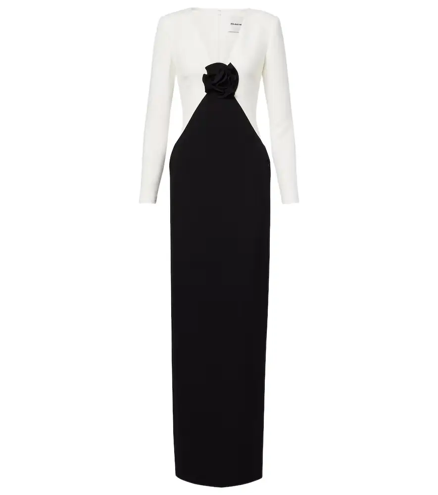Roland Mouret Floral-appliqué crêpe gown