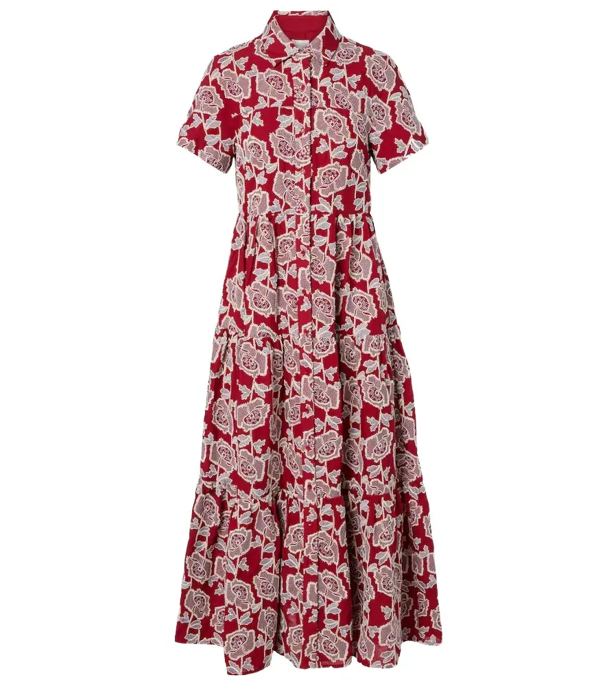 Erdem Embroidered cotton-blend shirt dress