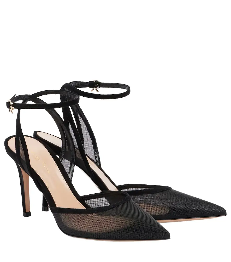 Gianvito Rossi Dorotea suede-trimmed slingback pumps - Women's Shoes