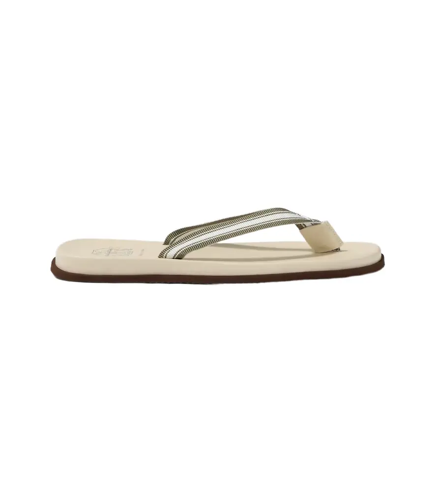 Brunello Cucinelli Leather-trimmed thong sandals