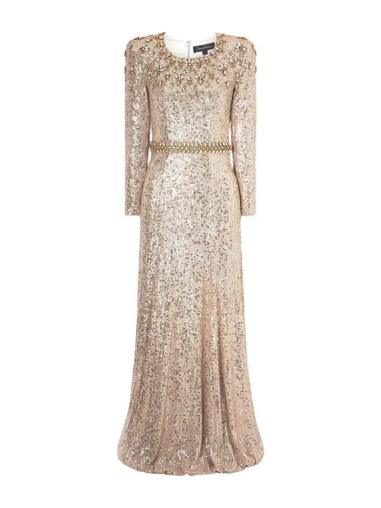 Jenny Packham Georgia Sequined Satin Gown