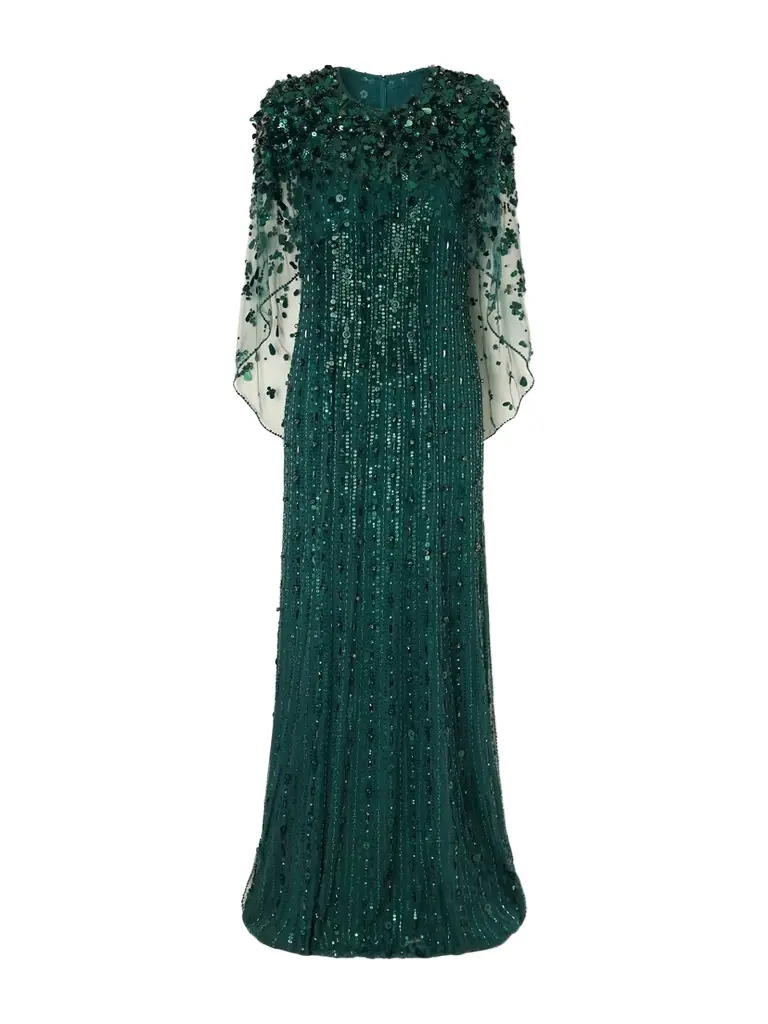 Jenny Packham Nettie Embellished Sequined Tulle Gown