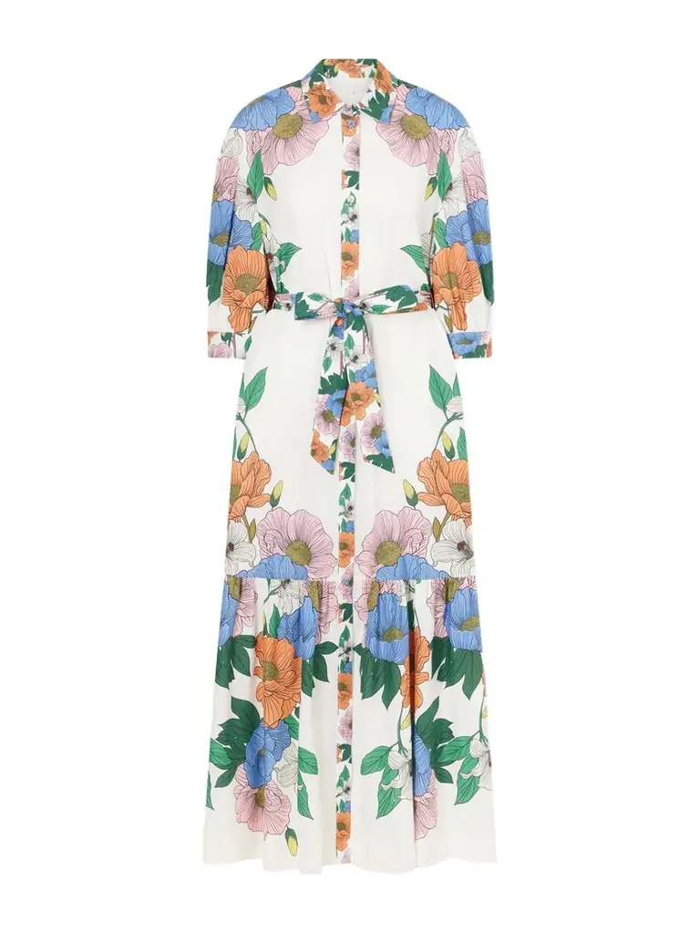Borgo de Nor Bianca Linen-blend Floral Midi Dress