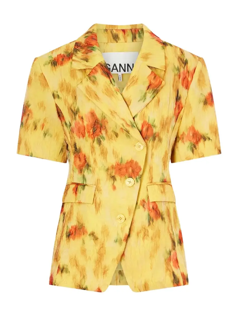 Ganni Shibori Organza Floral Blazer