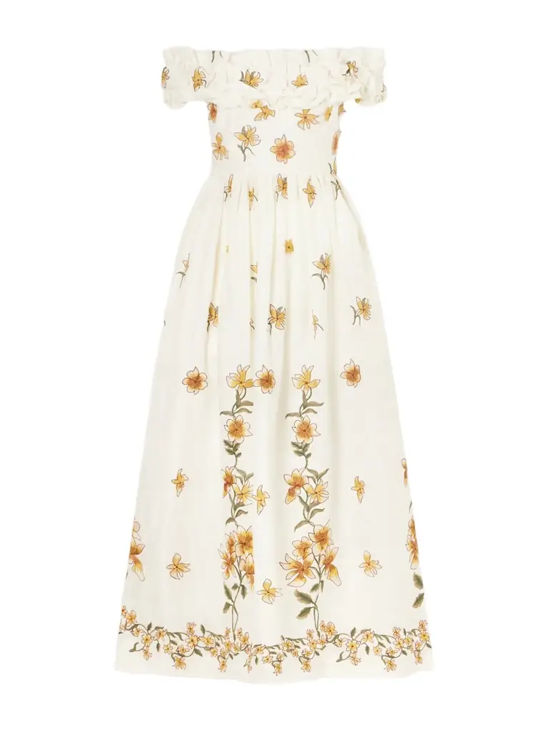 Agua by Agua Bendita Espliegov Linen-floral Maxi Dress