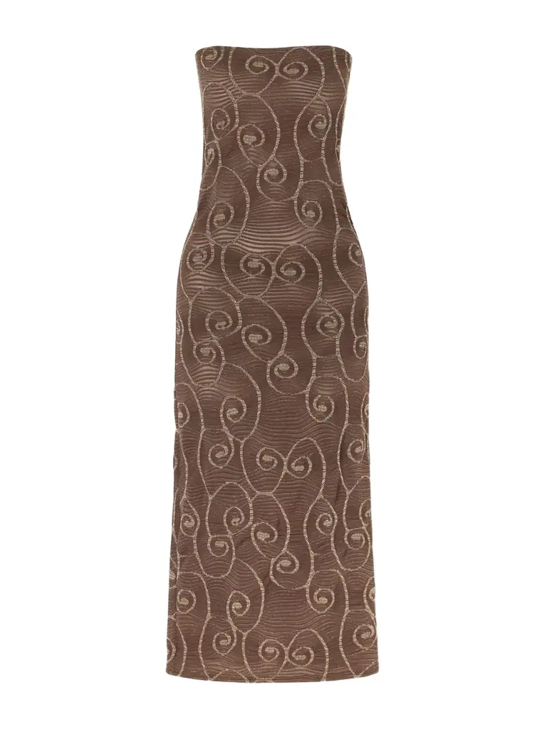 SARA CRISTINA Metallic Jacquard-knit Midi Dress