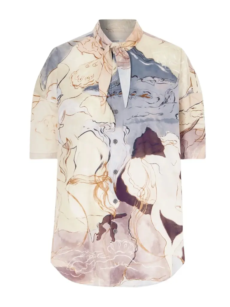 Lemaire Scarf-detailed Cotton Printed Blouse