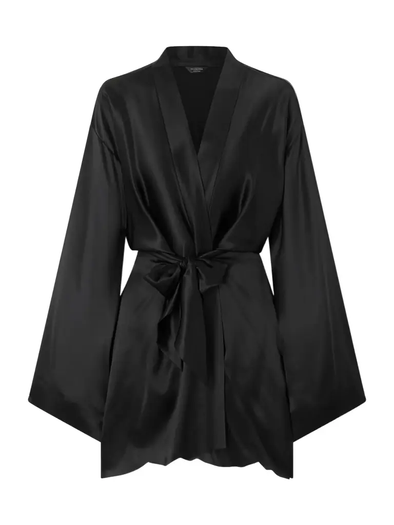 Balenciaga Belted Silk-satin Mini Wrap Dress