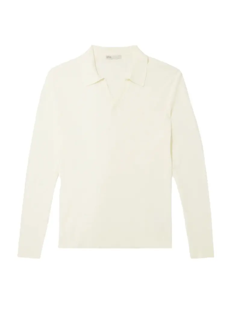 Onia Crocheted-Knit Cotton Polo Shirt