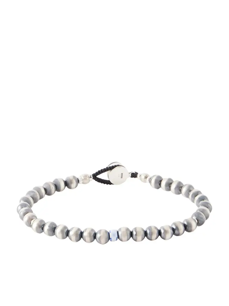 Mikia Circle5 Sterling Silver Multi-Stone Beaded Bracelet - Men